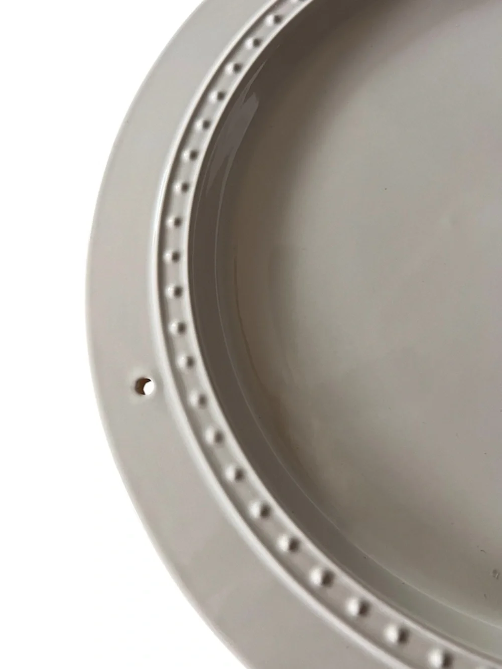 Nora Fleming Retired Round Platter in White Pearl Dot 15”